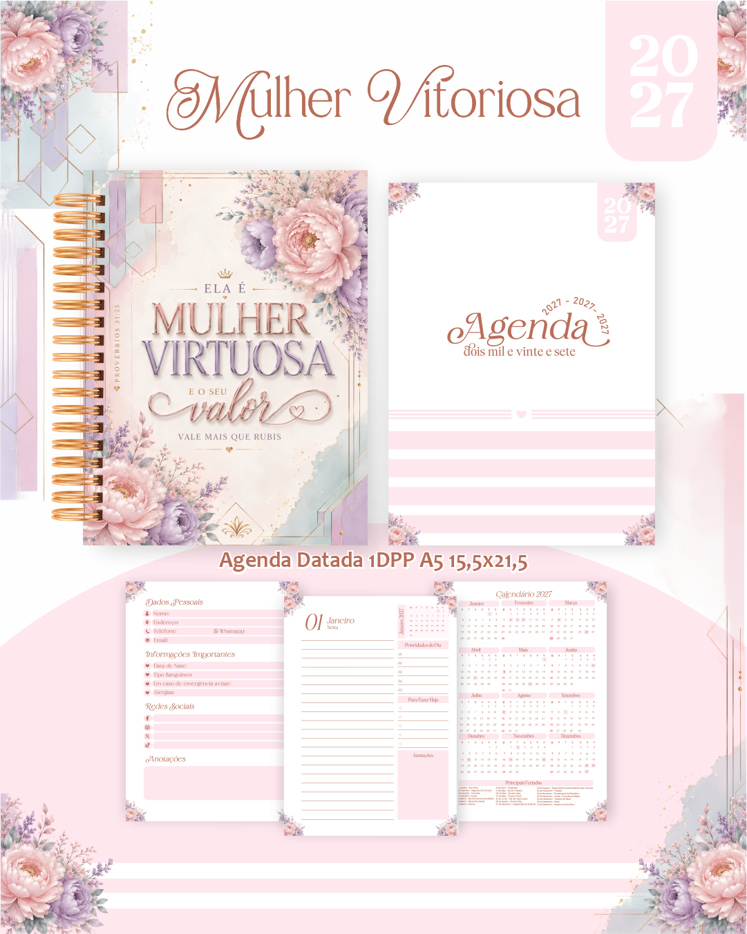 COMBO-AGENDAS-2027-PLANNERS-77-MULHER-VIRTUOSA Combo Agendas Planners 77) Mulher Virtuosa - Imagem 1