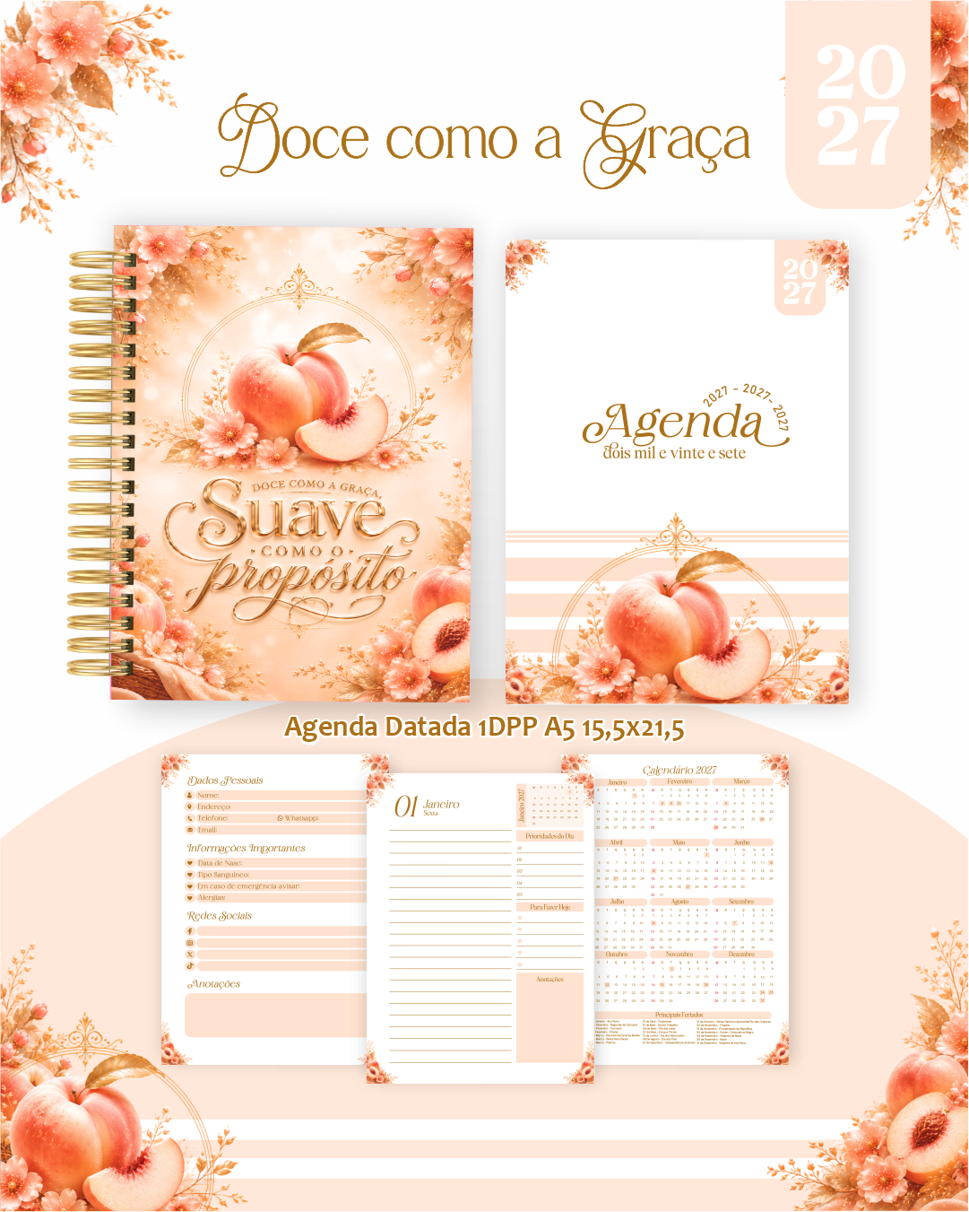 COMBO-AGENDAS-2027-PLANNERS-80-DOCE-COMO-A-GRACA Combo Agendas Planners 80) Doce Como A Graça - Imagem 1