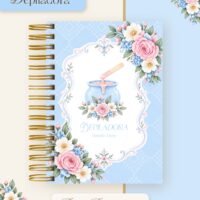 Combo Encadernação Profissões Floral Azul
