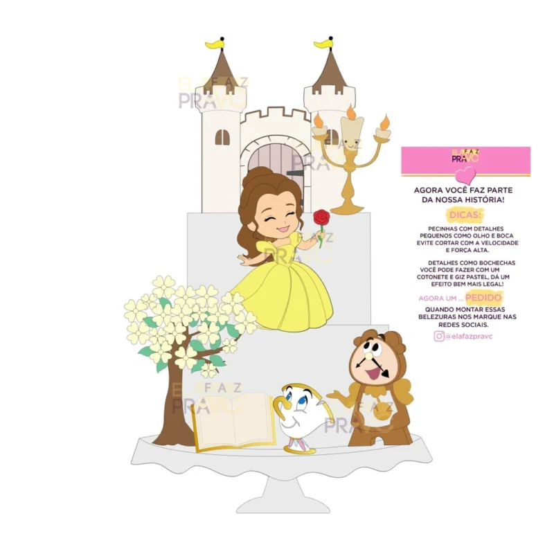 Topo de Bolo Princesa Bela