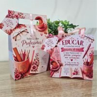 Kit 5 Embalagens Presente em Tons Rosa Dia dos Professores