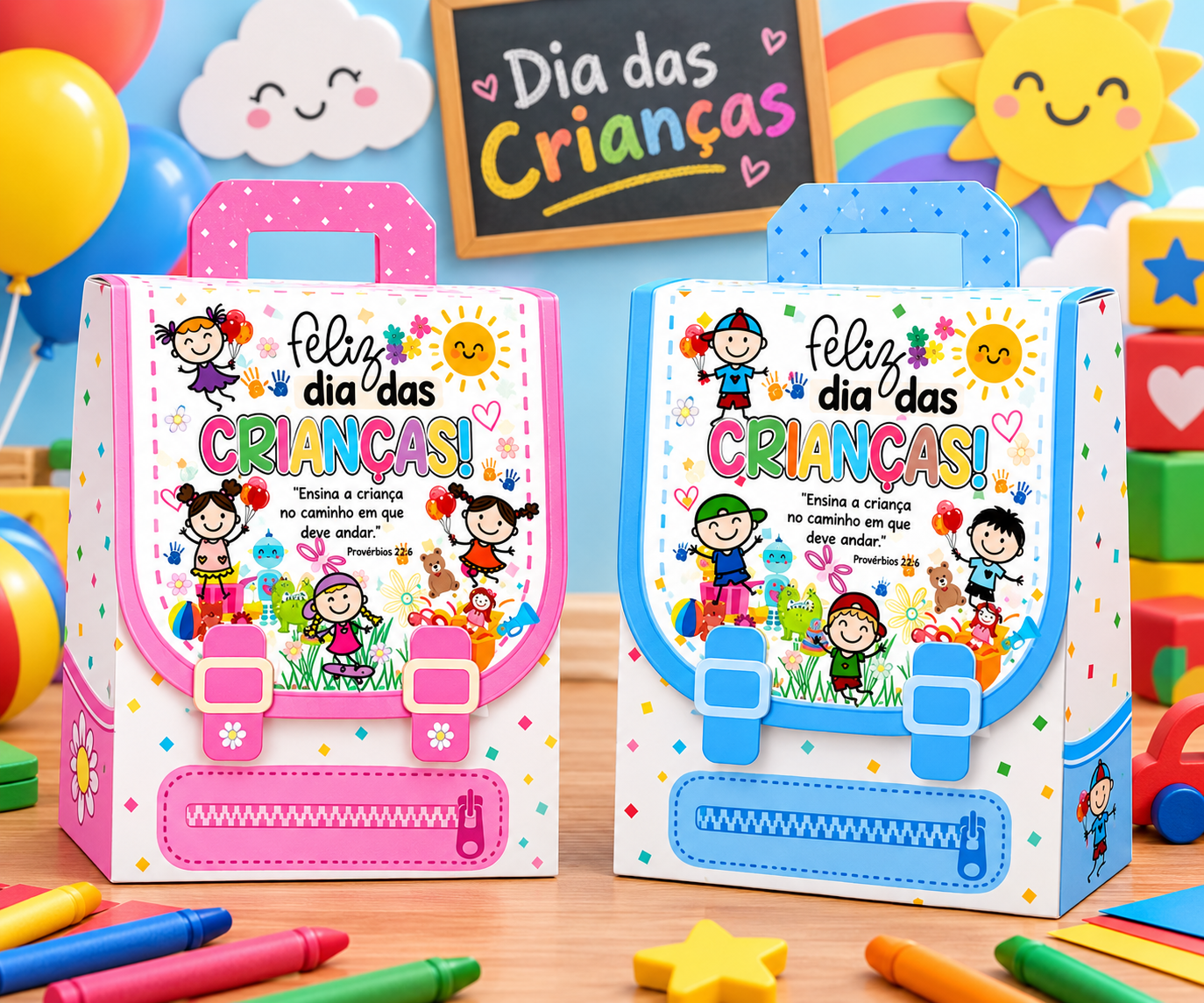 Mochila-Dia-das-Criancas-Rosa-e-Azul-1 Mochila Dia das Crianças Rosa e Azul - Imagem 1