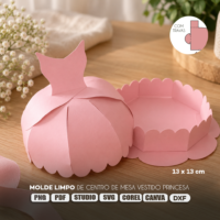Molde Limpo de Caixa Centro de Mesa Vestido de Princesa