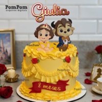 Topo de Bolo A Bela e A Fera Giulia