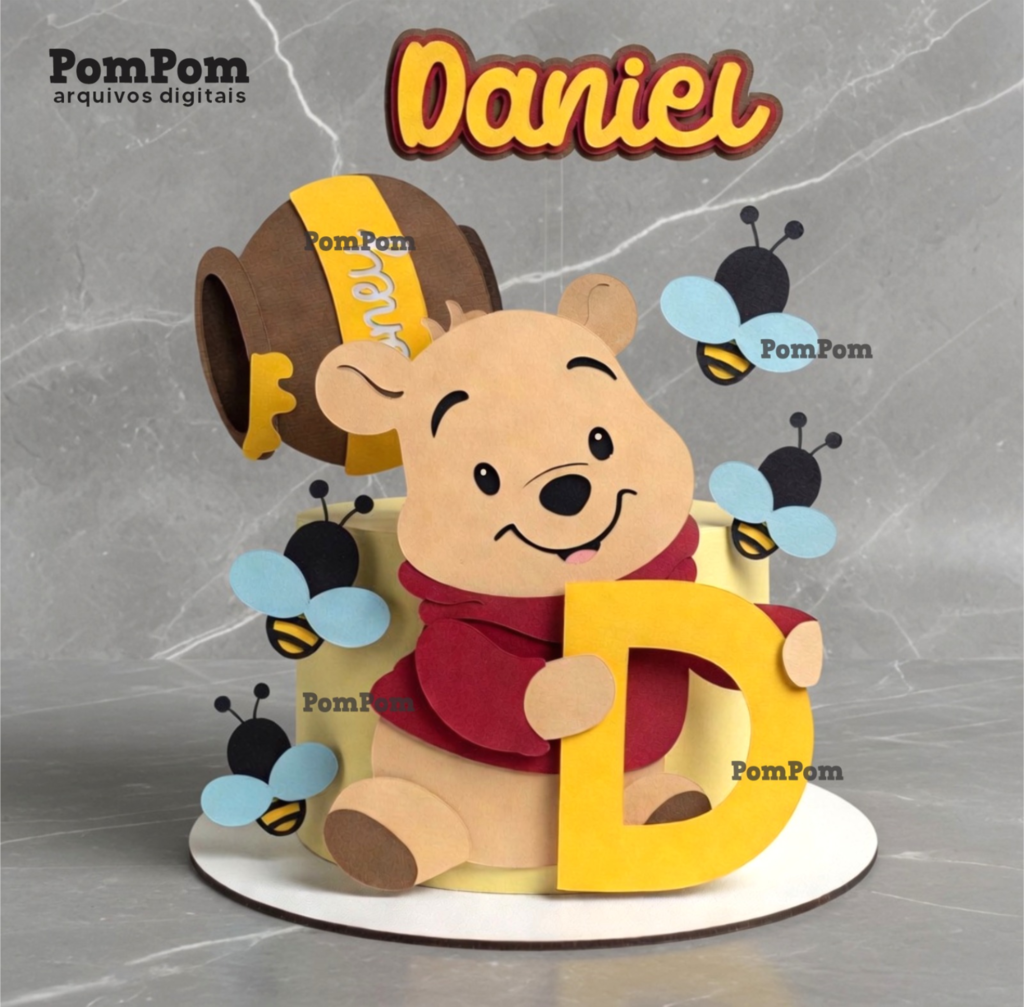 Topo-de-bolo-ursinho-pooh-Daniel Topo de Bolo Ursinho Pooh Daniel - Imagem 1