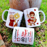 Arte Caneca Frei Gilson 40 Dias com São Miguel Arcanjo