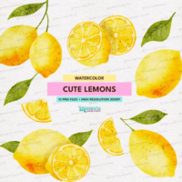 Kit Digital Watercolor Cute Lemon