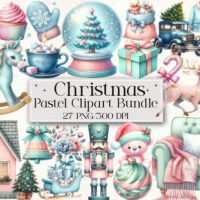 Pastel Christmas Clipart Bundle