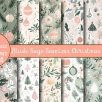 Blush Sage Seamless Christmas Patterns From Design Digital Paper