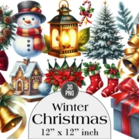 Winter Christmas Clipart Bundle