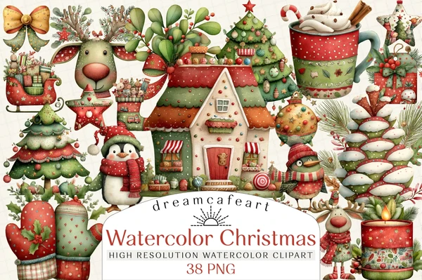 01295_Christmas-Clipart-Bundle Christmas Clipart Bundle - Imagem 1