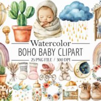 Boho Baby , Clipart Bundle