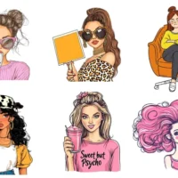 Sarcastic Funny Girl Clipart Bundle