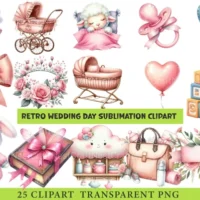 Pink Baby Girl Nursery Clipart Bundle
