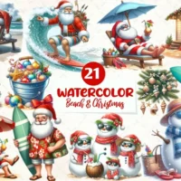 Beach & Christmas Clipart Bundle