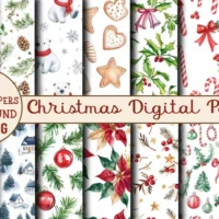 Merry & Bright Christmas Digital Paper