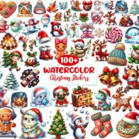 Christmas Stickers Clipart Bundle