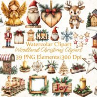 Woodland Christmas Clipart Bundle