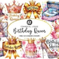Birthday Queen Quotes Clipart Bundle