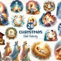 Chibi Nativity Christmas Clipart Bundle