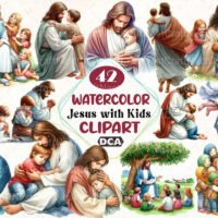 Jesus With Kids Clipart Bundle