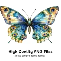 Green And Blue Butterfly Clipart Bundle