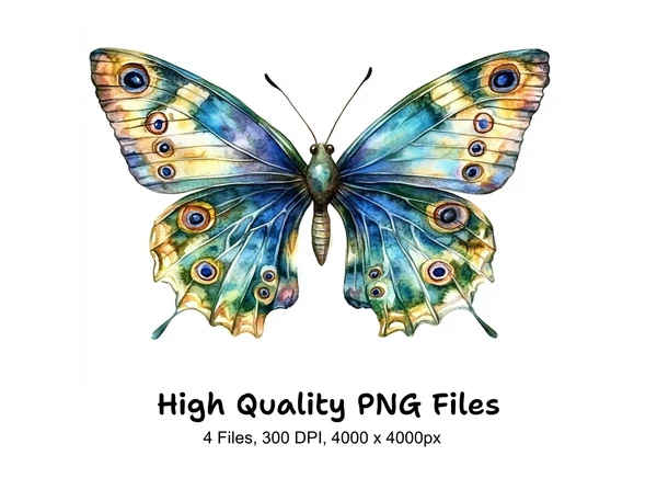 04535_Green-And-Blue-Butterfly-Clipart-Bundle Green And Blue Butterfly Clipart Bundle - Imagem 1