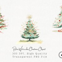 Retro Christmas Clipart Bundle