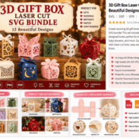 3D Gift Box Laser Cut 160363589