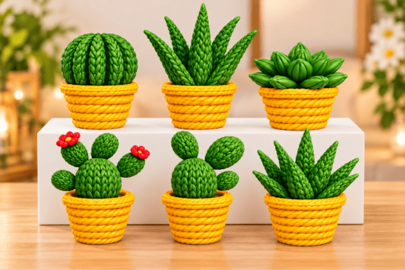 3D-Knitted-Succulent-Plant-STL-161188436 3D Knitted Succulent Plant Stl 161188436 - Imagem 1
