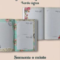 Agenda Vintage Verde Água Costura