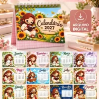 Calendário de Mesa Jesus Infantil Cristão Girassóis