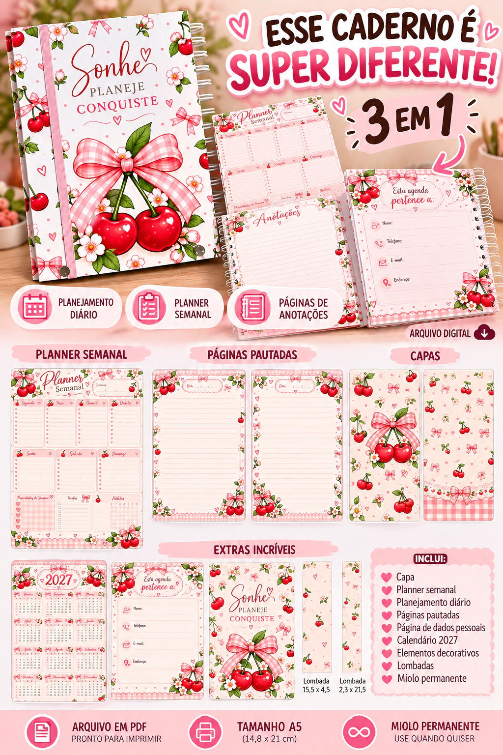 Arquivo-Digital-Encadernacao-Caderno-Planner-3-em-1-Cerejinha-2027-A5-6392 Encadernação Caderno Planner 3 em 1 Cerejinha A5 - Imagem 1