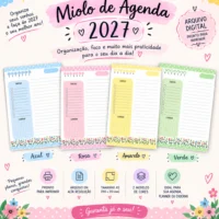 Agenda A5 Encadernação Miolo de Floral Colorido