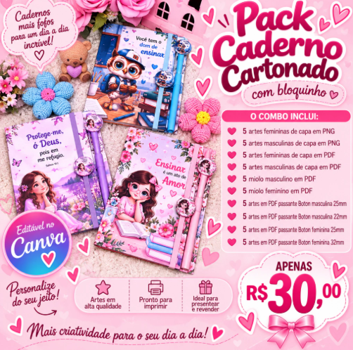 Arquivo-Digital-Pack-Caderno-Cartonado-com-Bloquinho-8264 Pack Caderno Cartonado com Bloquinho - Imagem 1