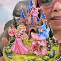 Topo de Bolo Cenário 360 Princesa Aurora Bela Adormecida