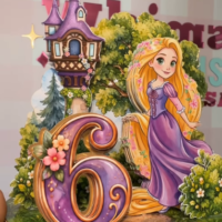 Topo de Bolo Cenário 360 Rapunzel Enrolados