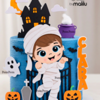 Arquivo de Corte Topo de Bolo Múmia Menina Halloween Mesversário
