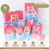 Arquivo de Corte Pack Ursinho Aviador Vermelho e Azul em PDF
