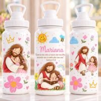 Arte Digital para Sublimação Squeeze Infantil Jesus com Crianças