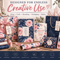 Blush Navy Roses Digital 157515969