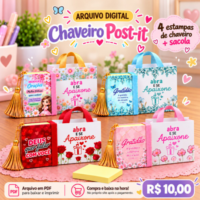 Chaveiro Post It 4 Estampas