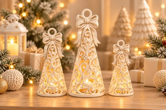 Christmas-Filigree-Tree-Lanterns-3D-160922185 Christmas Filigree Tree Lanterns 3D 160922185 - Imagem 1