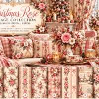 Christmas Rose Cottage Pattern Paper 159681921