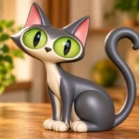 Cute Black Cat Sculpture 3D 160489922