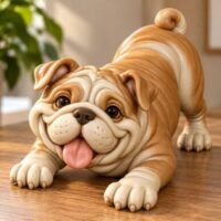 Cute Bulldog Puppy Sculpture 3D 158349614