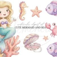 Cute Mermaid Clipart PNG Bundle 152064247
