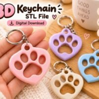 Cute Paw Print Keychain 3D 158052040