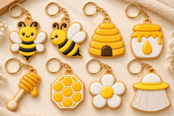 Honey-Bee-Keychain-3D-Printable-161104770 Honey Bee Keychain 3D Printable 161104770 - Imagem 1