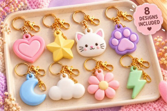 Kawaii-Moon-Cloud-Flower-Keychain-160042297 Kawaii Moon Cloud Flower Keychain 160042297 - Imagem 1